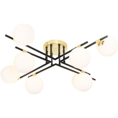 Lámpara de techo negra con dorado y cristal opal - Lynn - Art Déco Lámpara de techo negra con dorado y cristal opal - Lynn - Art Déco