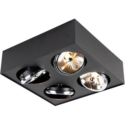 Qazqa Kaya Luz de Techo Cuadrada Negra 4 Luces - Diseño Moderno Qazqa Kaya Luz de Techo Cuadrada Negra 4 Luces - Diseño Moderno