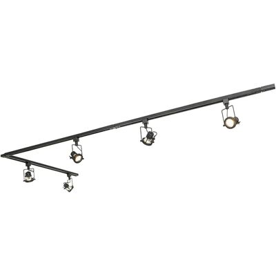Sistema de carril negro con 5 focos - Iluminación industrial Qazqa Sistema de carril negro con 5 focos - Iluminación industrial Qazqa