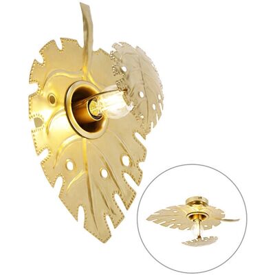 Aplique de pared en acero envejecido dorado - Qazqa Aplique de pared en acero envejecido dorado - Qazqa