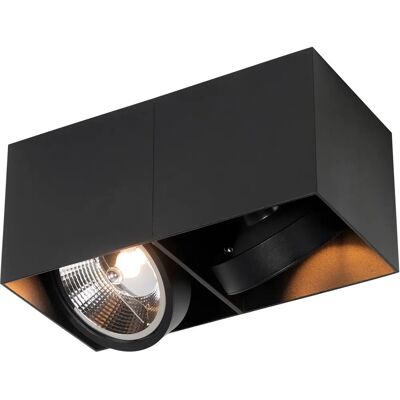 Qazqa Foco Rectangular Negro AR111 2 Luces - Interior Qazqa Foco Rectangular Negro AR111 2 Luces - Interior