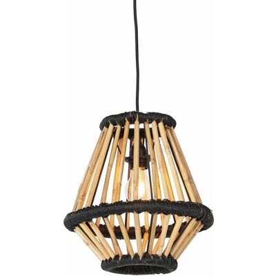 QAZQA Lámpara colgante oriental bambú negro 32cm - Evalin QAZQA Lámpara colgante oriental bambú negro 32cm - Evalin