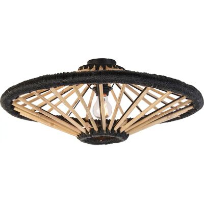 Plafoniera Orientale in Bambù Nero - 60cm - Compatibile LED Plafoniera Orientale in Bambù Nero - 60cm - Compatibile LED