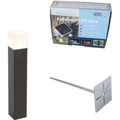 QAZQA Poste de exterior de vidrio opal negro 50 cm IP44 QAZQA Poste de exterior de vidrio opal negro 50 cm IP44
