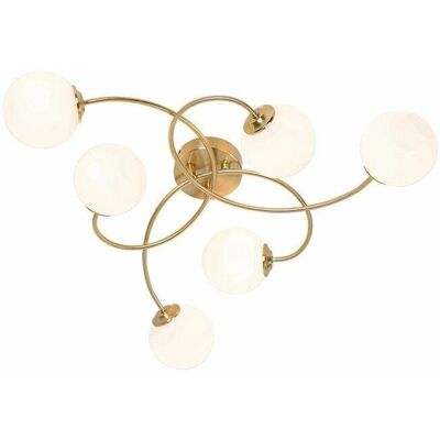 QAZQA Lámpara de Techo Moderna Atenas - Vidrio Opal, Oro, 6W Max QAZQA Lámpara de Techo Moderna Atenas - Vidrio Opal, Oro, 6W Max