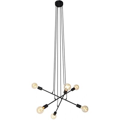 QAZQA Lámpara colgante moderna Sydney - Negro - 80cm - 6 luces QAZQA Lámpara colgante moderna Sydney - Negro - 80cm - 6 luces