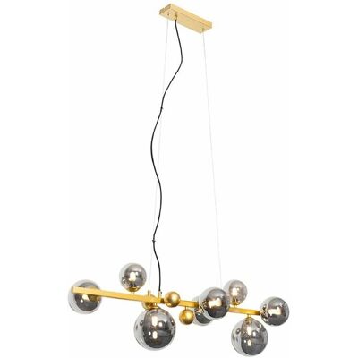 QAZQA David Lampada a sospensione Art Deco oro vetro fumé - Lampada sospensione QAZQA David Lampada a sospensione Art Deco oro vetro fumé - Lampada sospensione