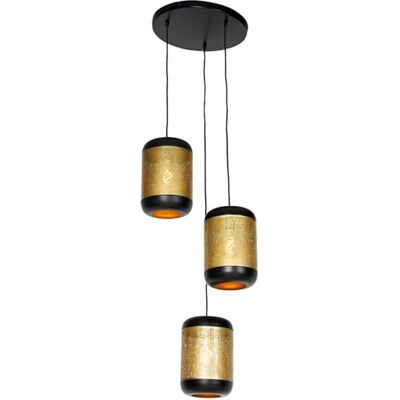 Lámpara colgante industrial vintage de 3 luces - Acabado en latón Lámpara colgante industrial vintage de 3 luces - Acabado en latón