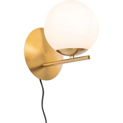 Qazqa Lámpara de Pared Art Deco Oro y Cristal Opalino - Para LED Qazqa Lámpara de Pared Art Deco Oro y Cristal Opalino - Para LED