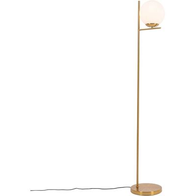 Lámpara de pie Art Déco Qazqa - Vidrio opalino, 40W máx, Oro Lámpara de pie Art Déco Qazqa - Vidrio opalino, 40W máx, Oro