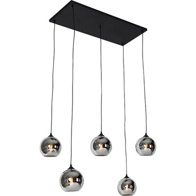 QAZQA Wallace Lámpara Colgante Art Déco - Cristal Ahumado, Negro, 5 Luces QAZQA Wallace Lámpara Colgante Art Déco - Cristal Ahumado, Negro, 5 Luces