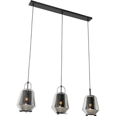 QAZQA Kevin Lámpara colgante rectangular cristal ahumado - 3 luces QAZQA Kevin Lámpara colgante rectangular cristal ahumado - 3 luces
