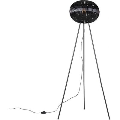QAZQA Lampada da terra moderna a tripode - Acciaio/Tessuto - Nera - E27 - 137cm QAZQA Lampada da terra moderna a tripode - Acciaio/Tessuto - Nera - E27 - 137cm