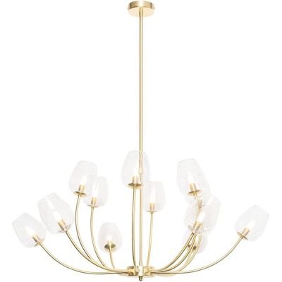 QAZQA Elien Lámpara Colgante Dorada con Cristal 12 Luces - Estilo Clásico QAZQA Elien Lámpara Colgante Dorada con Cristal 12 Luces - Estilo Clásico