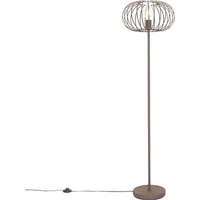 Qazqa Lámpara de pie de acero con detalle de alambre - E27 Max 40W - Marrón óxido Qazqa Lámpara de pie de acero con detalle de alambre - E27 Max 40W - Marrón óxido