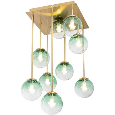 Lámpara de Techo Art Deco Verde - 9 Luces - Apta para LED Lámpara de Techo Art Deco Verde - 9 Luces - Apta para LED