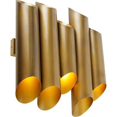 QAZQA Lámpara de Pared Industrial de Latón - 10 Luces - Whistle - Lámpara de Pared - Acero - Regulable QAZQA Lámpara de Pared Industrial de Latón - 10 Luces - Whistle - Lámpara de Pared - Acero - Regulable