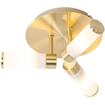 Qazqa Lámpara de Techo Moderna para Baño Oro 3 Luces IP44 Qazqa Lámpara de Techo Moderna para Baño Oro 3 Luces IP44