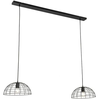Lámpara colgante industrial negra Hanze de Qazqa - Altura ajustable - 2 luces Lámpara colgante industrial negra Hanze de Qazqa - Altura ajustable - 2 luces