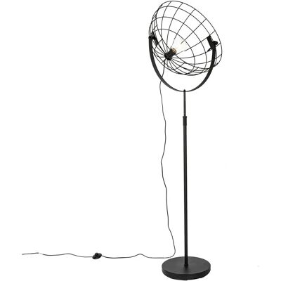 Lámpara de pie industrial QAZQA - Acero negro ajustable 60W Lámpara de pie industrial QAZQA - Acero negro ajustable 60W