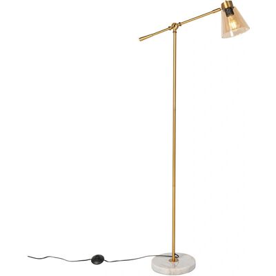 Lámpara de pie Art Déco de Qazqa Vidrio Ámbar Mármol - Bronce - Max 40W Lámpara de pie Art Déco de Qazqa Vidrio Ámbar Mármol - Bronce - Max 40W