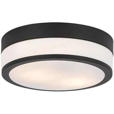 QAZQA Lámpara moderna negra de techo y pared - 28cm IP44 QAZQA Lámpara moderna negra de techo y pared - 28cm IP44
