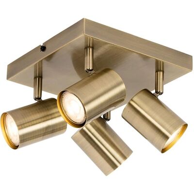 Lámpara de techo moderna de bronce rectangular con 4 focos ajustables - Jeana Lámpara de techo moderna de bronce rectangular con 4 focos ajustables - Jeana
