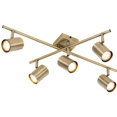 Lámpara de techo moderna rectangular en bronce - 5 focos ajustables Lámpara de techo moderna rectangular en bronce - 5 focos ajustables