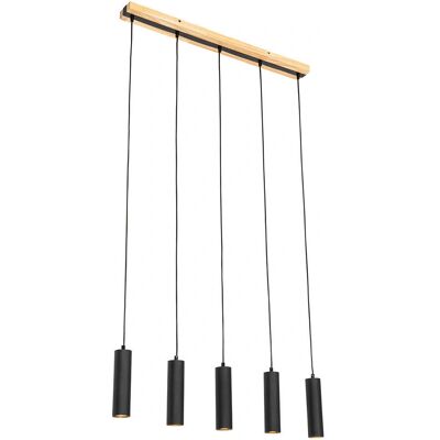 Lámpara colgante moderna Qazqa madera negra 5 luces - Jeana Lámpara colgante moderna Qazqa madera negra 5 luces - Jeana