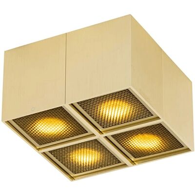 Lámpara de Techo Dorada Qazqa 4 Luces - Regulable - Diseño Interior Lámpara de Techo Dorada Qazqa 4 Luces - Regulable - Diseño Interior