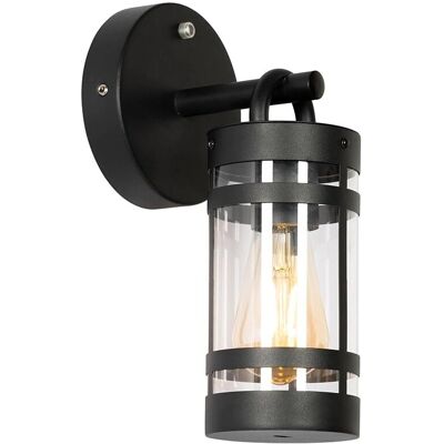 QAZQA Schwarze Außenwandlampe mit Sensor - IP44 - Max 40W QAZQA Schwarze Außenwandlampe mit Sensor - IP44 - Max 40W