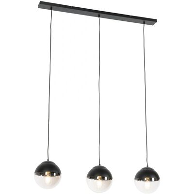 QAZQA Lámpara colgante retro/vintage negra con cristal transparente 3 luces - Eclipse QAZQA Lámpara colgante retro/vintage negra con cristal transparente 3 luces - Eclipse