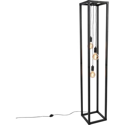 QAZQA Lámpara de pie inteligente negra 3 luces WiFi G95 - Big Cage QAZQA Lámpara de pie inteligente negra 3 luces WiFi G95 - Big Cage