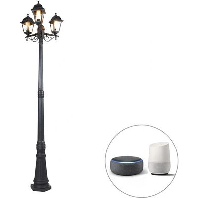 QAZQA Farola Exterior Negra con WiFi 3 Luces IP44 - Jardín QAZQA Farola Exterior Negra con WiFi 3 Luces IP44 - Jardín