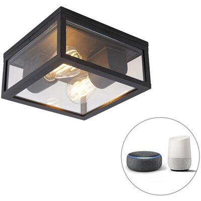 Lámpara de Techo Exterior WiFi Negra - IP44 2LED Cuadrada Lámpara de Techo Exterior WiFi Negra - IP44 2LED Cuadrada