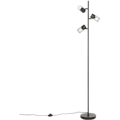Lámpara de pie industrial negra 3 luces acero negro moderna Lámpara de pie industrial negra 3 luces acero negro moderna