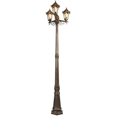 Qazqa Farol exterior dorado con WiFi - Clásico, E27, 3x7W Qazqa Farol exterior dorado con WiFi - Clásico, E27, 3x7W