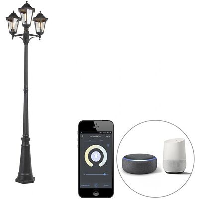 Qazqa Linterna exterior negra WiFi 3 luces Nueva Orleans Qazqa Linterna exterior negra WiFi 3 luces Nueva Orleans