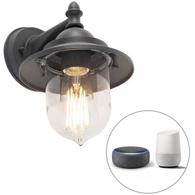 Luce da parete esterna intelligente QAZQA grigio scuro WiFi IP44 Luce da parete esterna intelligente QAZQA grigio scuro WiFi IP44