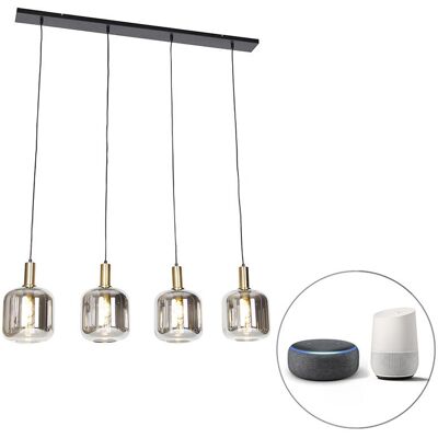 Lámpara colgante inteligente con cristal ahumado negro de 4 luces - Zuzanna Lámpara colgante inteligente con cristal ahumado negro de 4 luces - Zuzanna