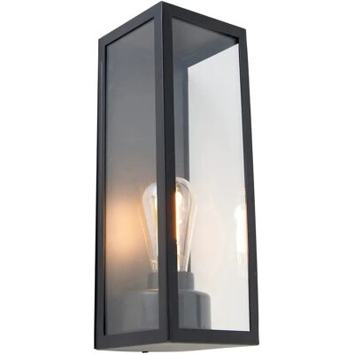 QAZQA Lámpara de pared inteligente exterior - Negro - Rectangular - IP44 QAZQA Lámpara de pared inteligente exterior - Negro - Rectangular - IP44