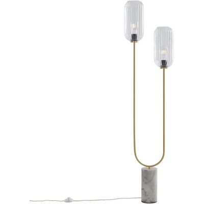 QAZQA Lámpara de pie Art Déco - Vidrio, Acero, Mármol - 2 Luces QAZQA Lámpara de pie Art Déco - Vidrio, Acero, Mármol - 2 Luces