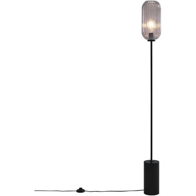 Lámpara de pie Art Déco negra con cristal ahumado - 150cm Lámpara de pie Art Déco negra con cristal ahumado - 150cm