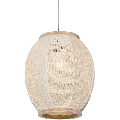 Qazqa Rob Lámpara Colgante - 35cm Tela Natural Madera Qazqa Rob Lámpara Colgante - 35cm Tela Natural Madera