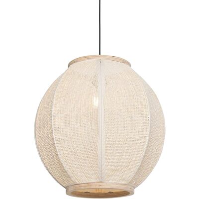 Lámpara colgante Qazqa de tela y madera blanca 46cm - Interior Lámpara colgante Qazqa de tela y madera blanca 46cm - Interior