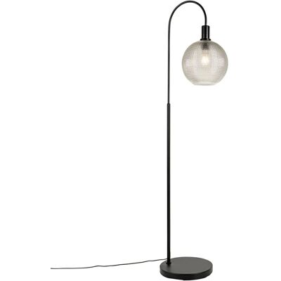 Lámpara de pie negra de vidrio y acero de Qazqa - Interior ajustable Lámpara de pie negra de vidrio y acero de Qazqa - Interior ajustable
