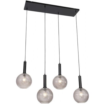 QAZQA Lámpara colgante negra de vidrio con 4 luces - Chico QAZQA Lámpara colgante negra de vidrio con 4 luces - Chico