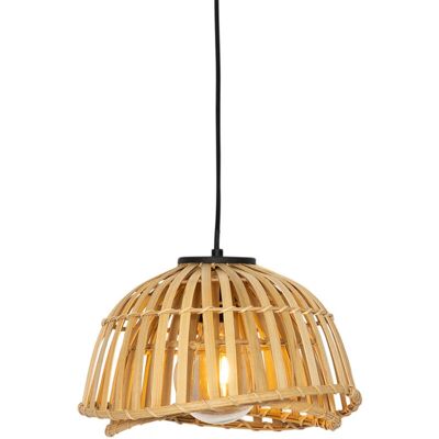 Lámpara colgante de bambú negra Qazqa - Decoración oriental Lámpara colgante de bambú negra Qazqa - Decoración oriental