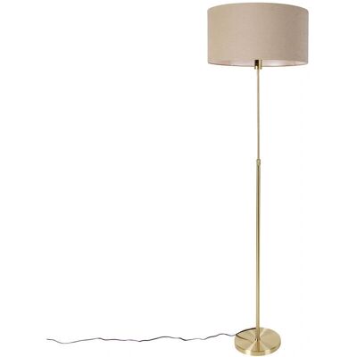 Lámpara de pie dorada ajustable con pantalla marrón - Diseño de interiores Lámpara de pie dorada ajustable con pantalla marrón - Diseño de interiores