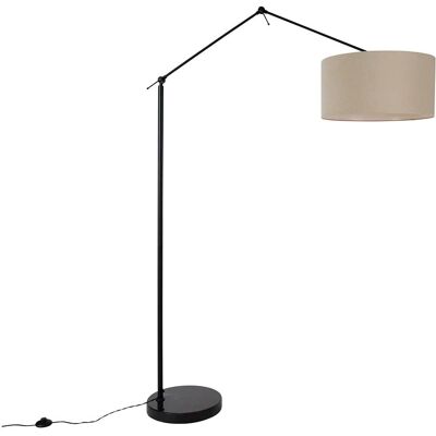 QAZQA Lámpara de pie negra con pantalla marrón - 50cm, ajustable QAZQA Lámpara de pie negra con pantalla marrón - 50cm, ajustable